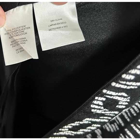 Evan Picone Geometric Sheath Dress 4 Black Gray Sleeveless Career Cocktail Party - Picture 9 of 13